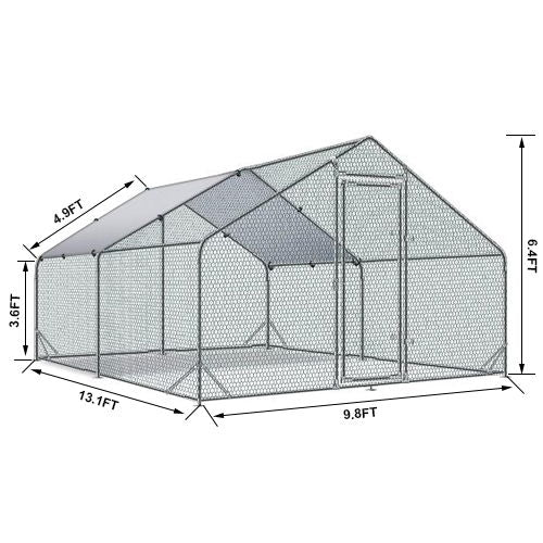 Large Metal Chicken Coop, Walk In Poultry Cage Hen Run House Rabbits Habitat Cage Spire Shaped Coop With Waterproof And Anti Ultraviolet Cover by Couch.com