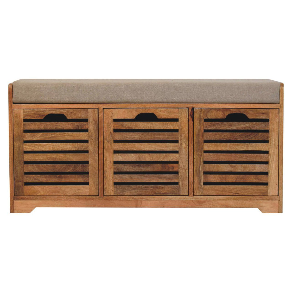 Shutter Shoe Bench, 3 Drawer - Oak by Couch.com