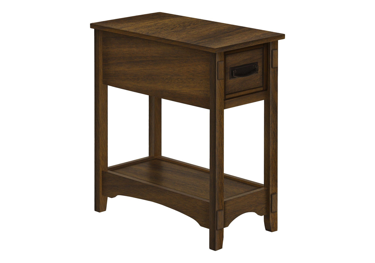 Accent End Table, 2 Tier, Narrow, Storage Drawer, Transitional - Walnut by Couch.com