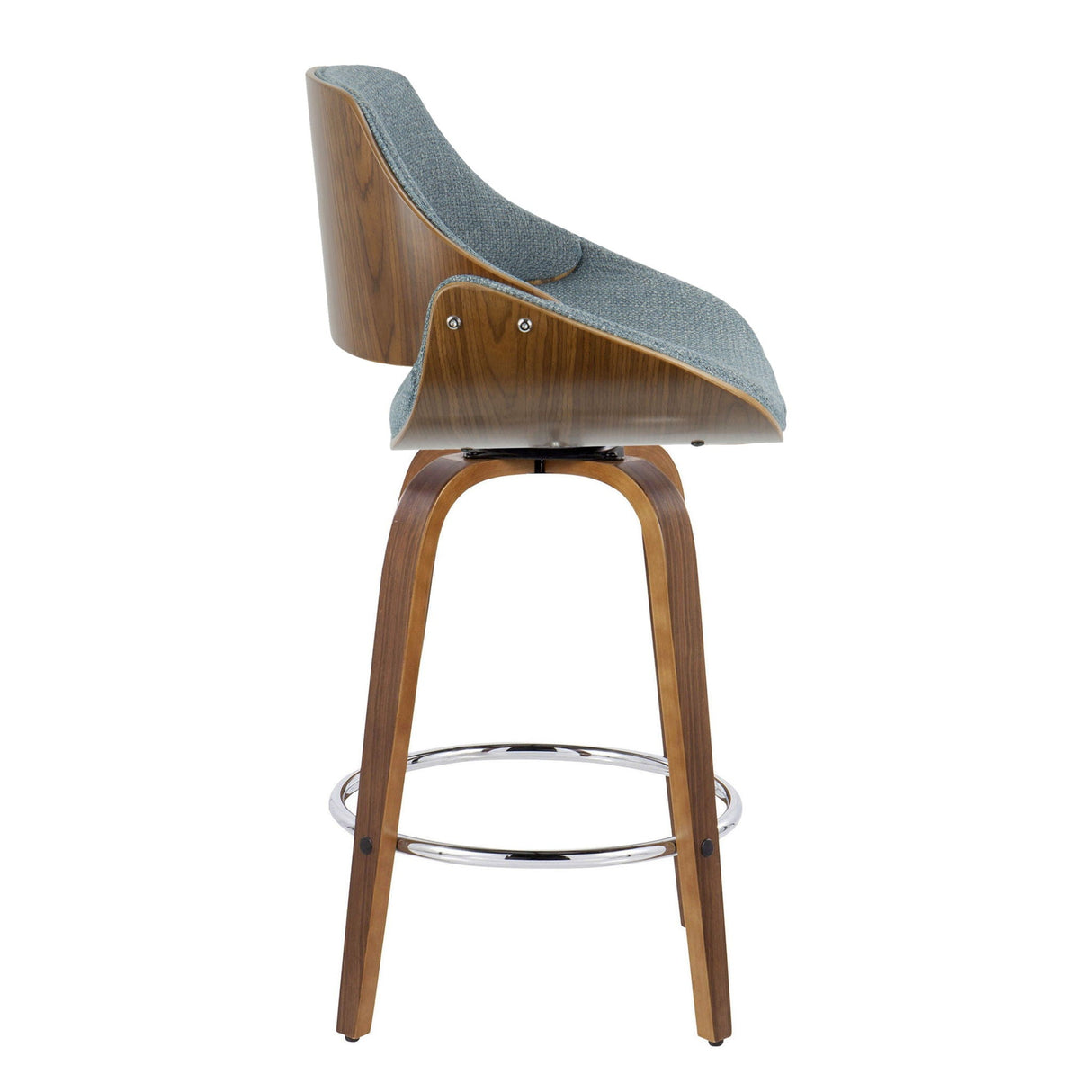 Fabrizzi - Mid Century Modern Fixed Height Counter Stool With Swivel With Round Footrest (Set of 2) by Couch.com