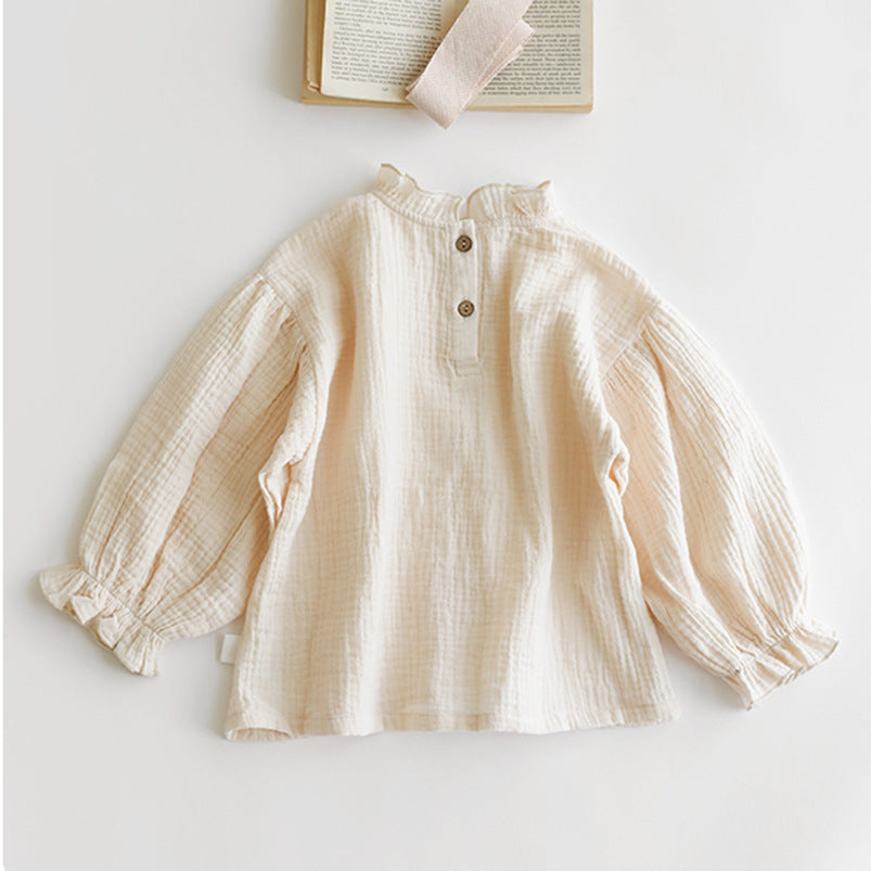 Spring New Children's Japan And South Korea Magnanimous Cotton Crinkle Tops