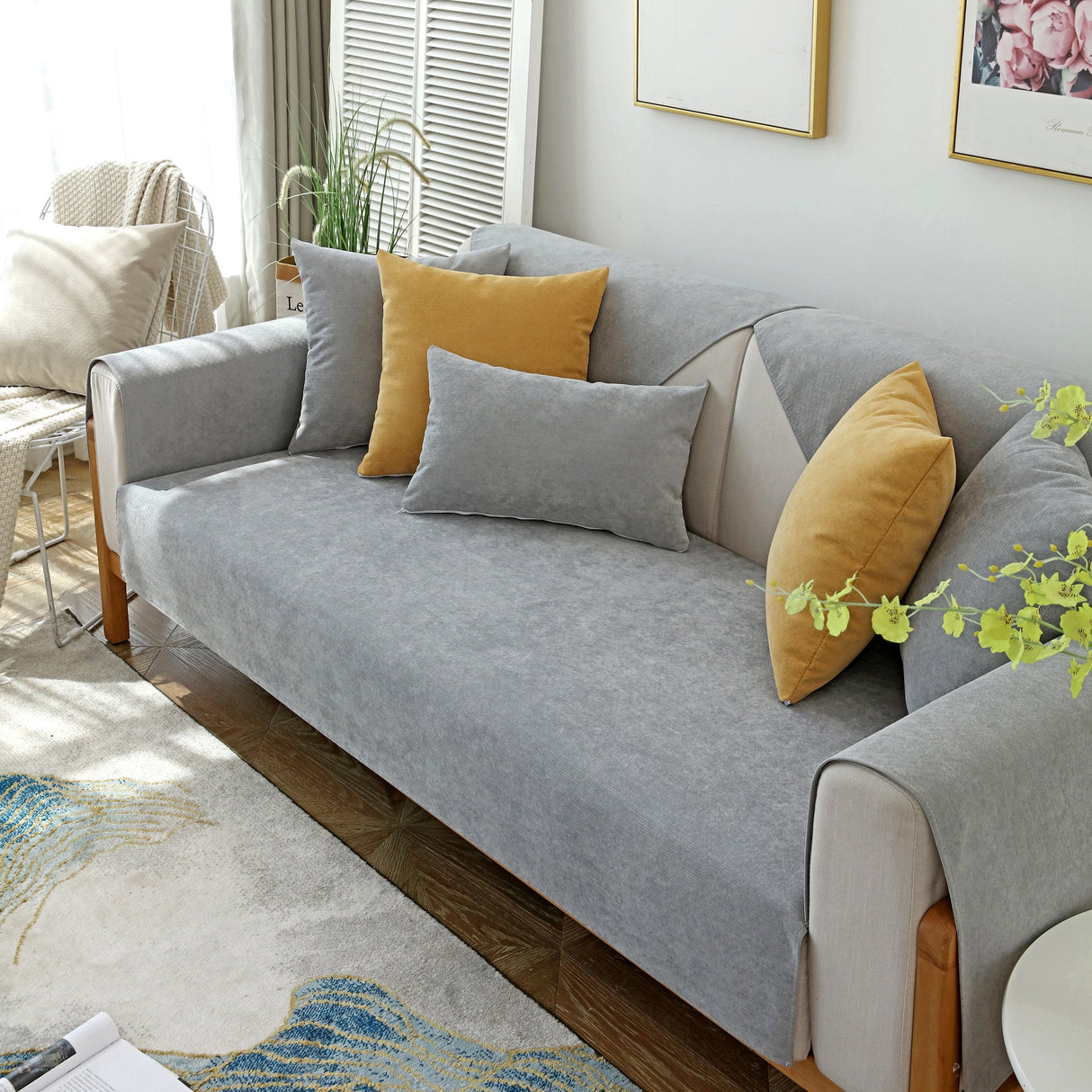 Waterproof Non-Slip Quilted Corduroy Sofa Covers for Pets, Sectional Couch Covers