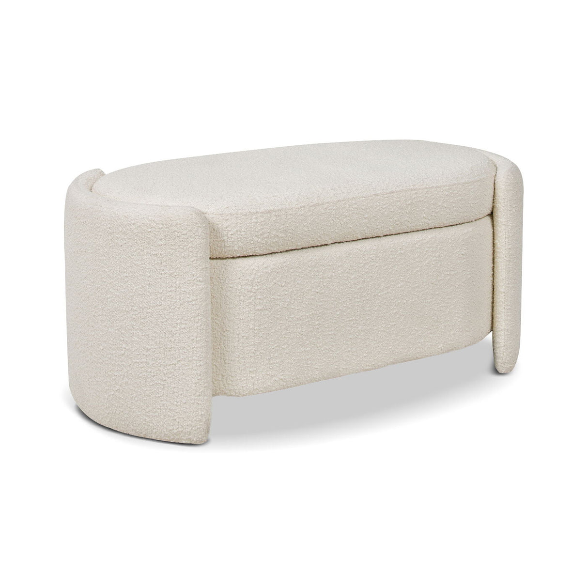 Fuji - Oval Storage Bench, Upholstered - Ivory White by Couch.com
