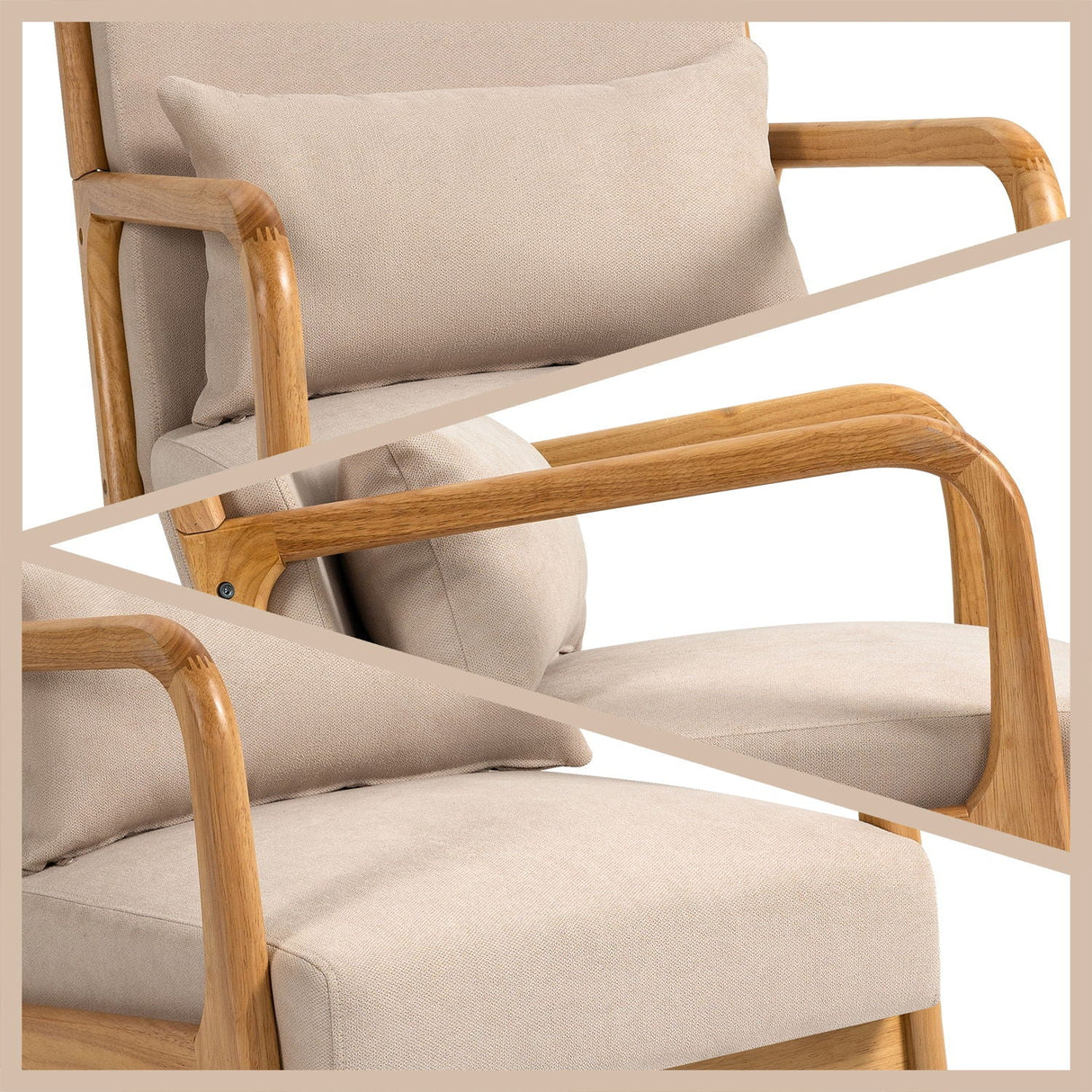 Leisure Chair With Solid Wood Armrest And Feet, Mid-Century Modern Accent Sofa, 1 Seat by Couch.com