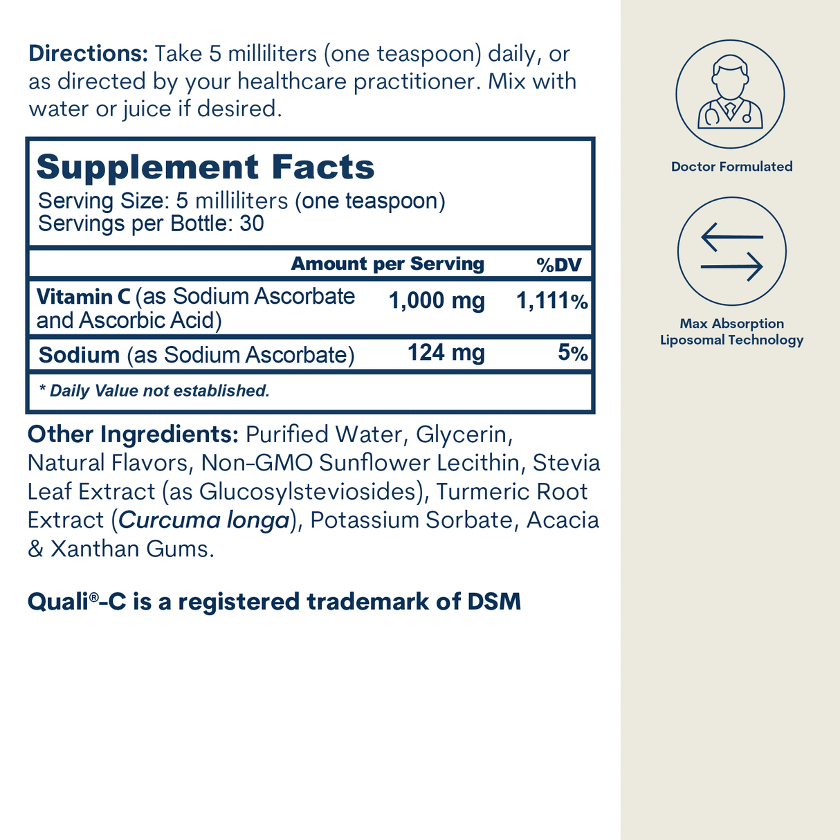 Liposomal Vitamin C - Liquid - Original Orange Formula (5 FL OZ / 30 Servings)