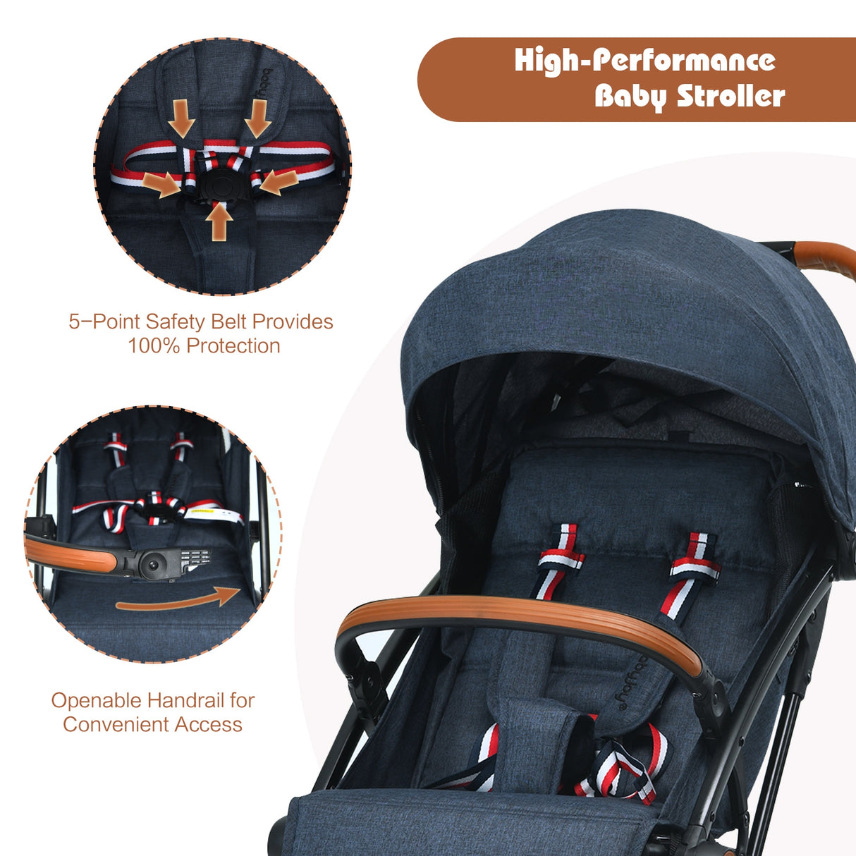 Lightweight Aluminium Frame Baby Stroller with Net-Beige