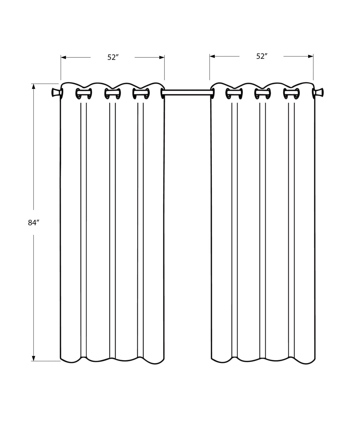 2 Pieces Set Room Darkening Curtain Panels with Grommet