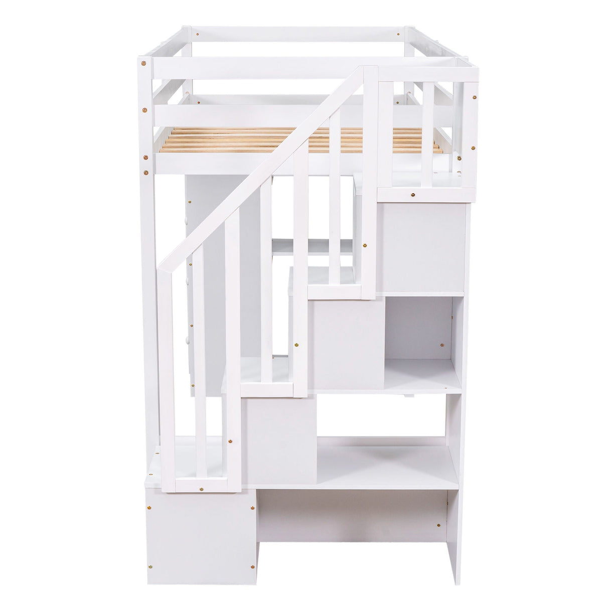 Loft Bed With Storage Drawers And Stairs With Shelves by Couch.com