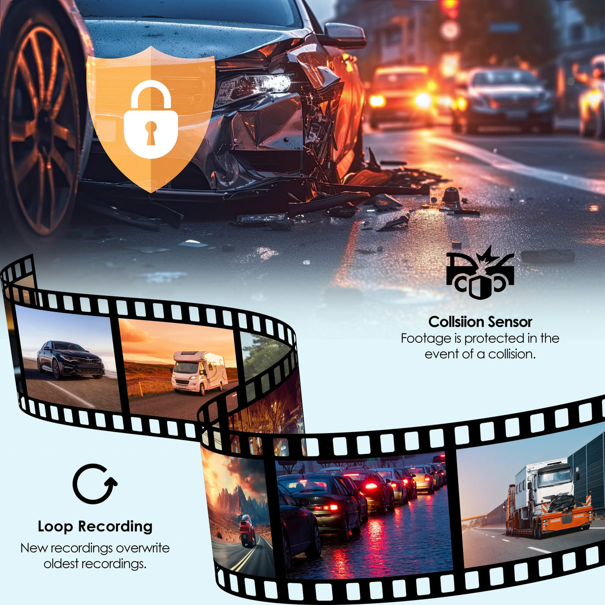 Rexing DT2 Dual Channel 1080p Front and Rear Dash Cam (Open Box)