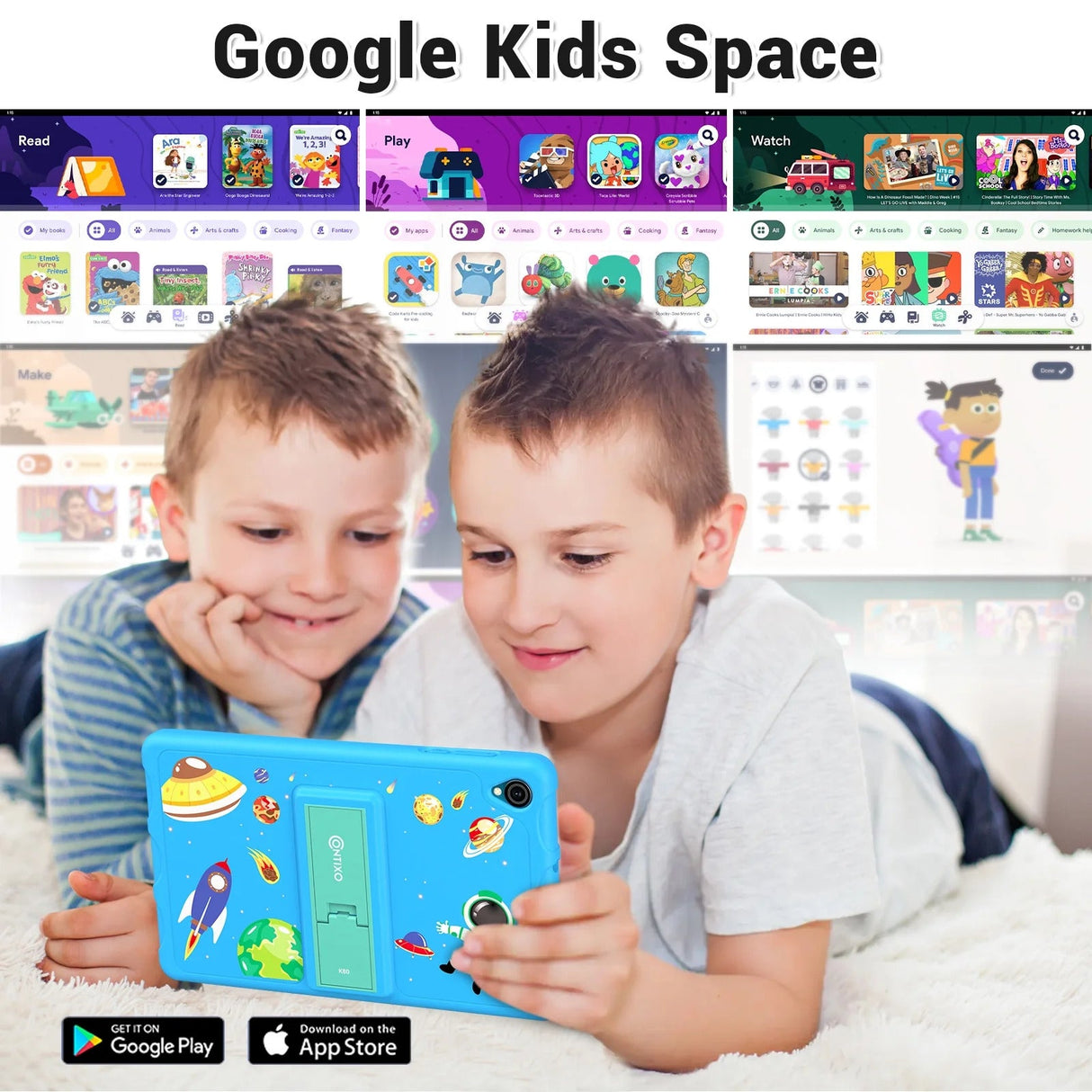 Contixo K80A - 8" Kids Tablet, 2025 Model, 80 FREE Disney eBooks, Educational Android Tablet for Ages 3-12, 32GB, Kid-Proof Case with Kickstand, Android 13 by Contixo