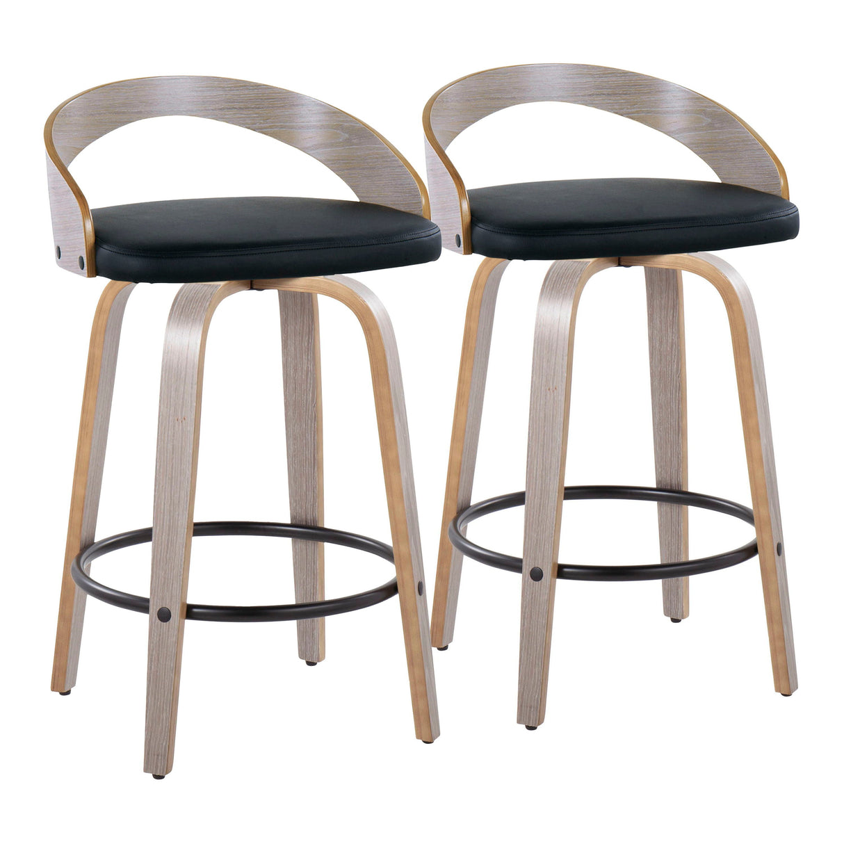 Grotto - Mid Century Modern Fixed Height Counter Stool With Swivel With Round Footrest (Set of 2) by Couch.com