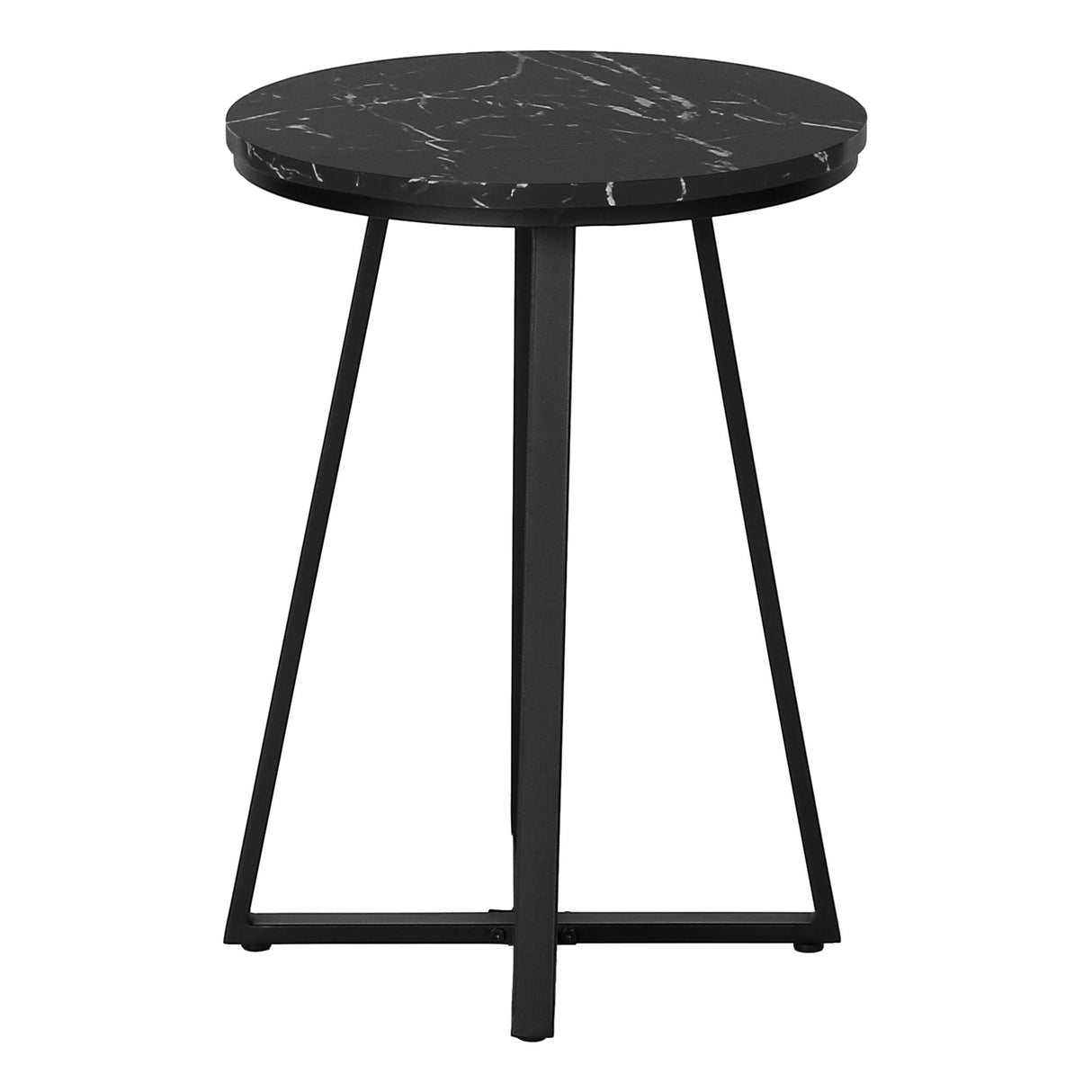 Accent Table, Side, Round Marble Look Contemporary & Modern - Black by Couch.com