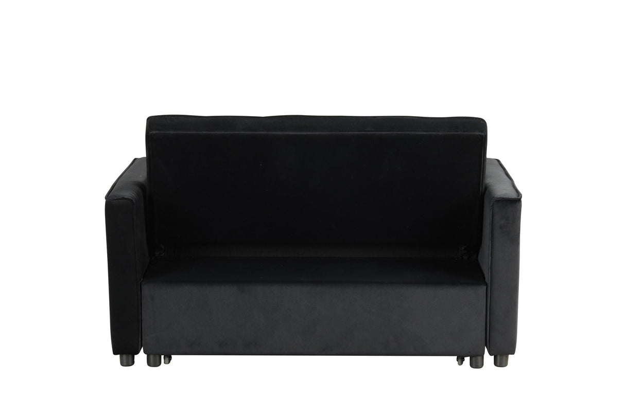 Maeve - Velvet Convertible Sleeper Loveseat With Tufting and Side Pocket - Black by Couch.com