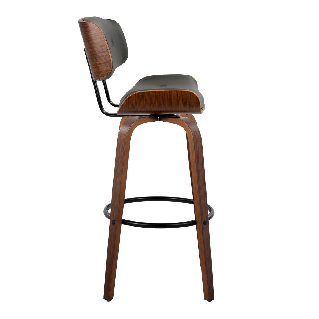 Lombardi - Mid-Century Modern Fixed Height Barstool With Swivel With Round Footrest (Set of 2) by Couch.com