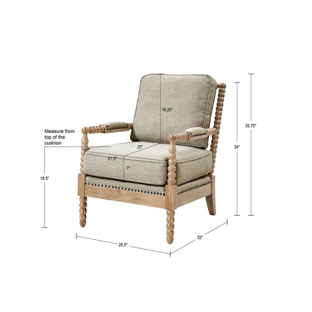 Arm Chair With Open Back Spindle Design And Padded Armrests by Couch.com