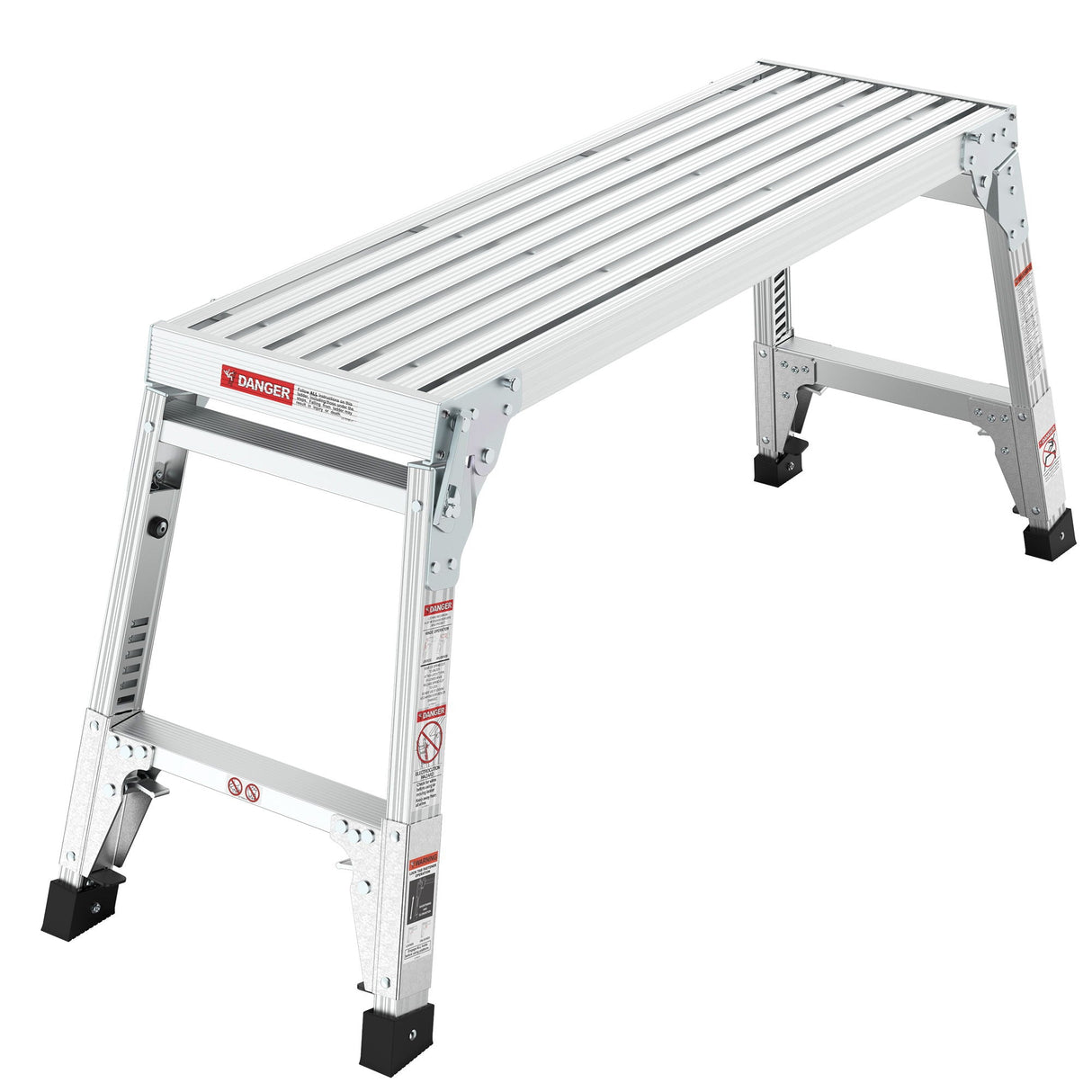 Aluminum Work Platform Large Size Step Stool Folding Portable Work Bench 40" Width Telescopic Feet Height Adjustable - Gray by Couch.com