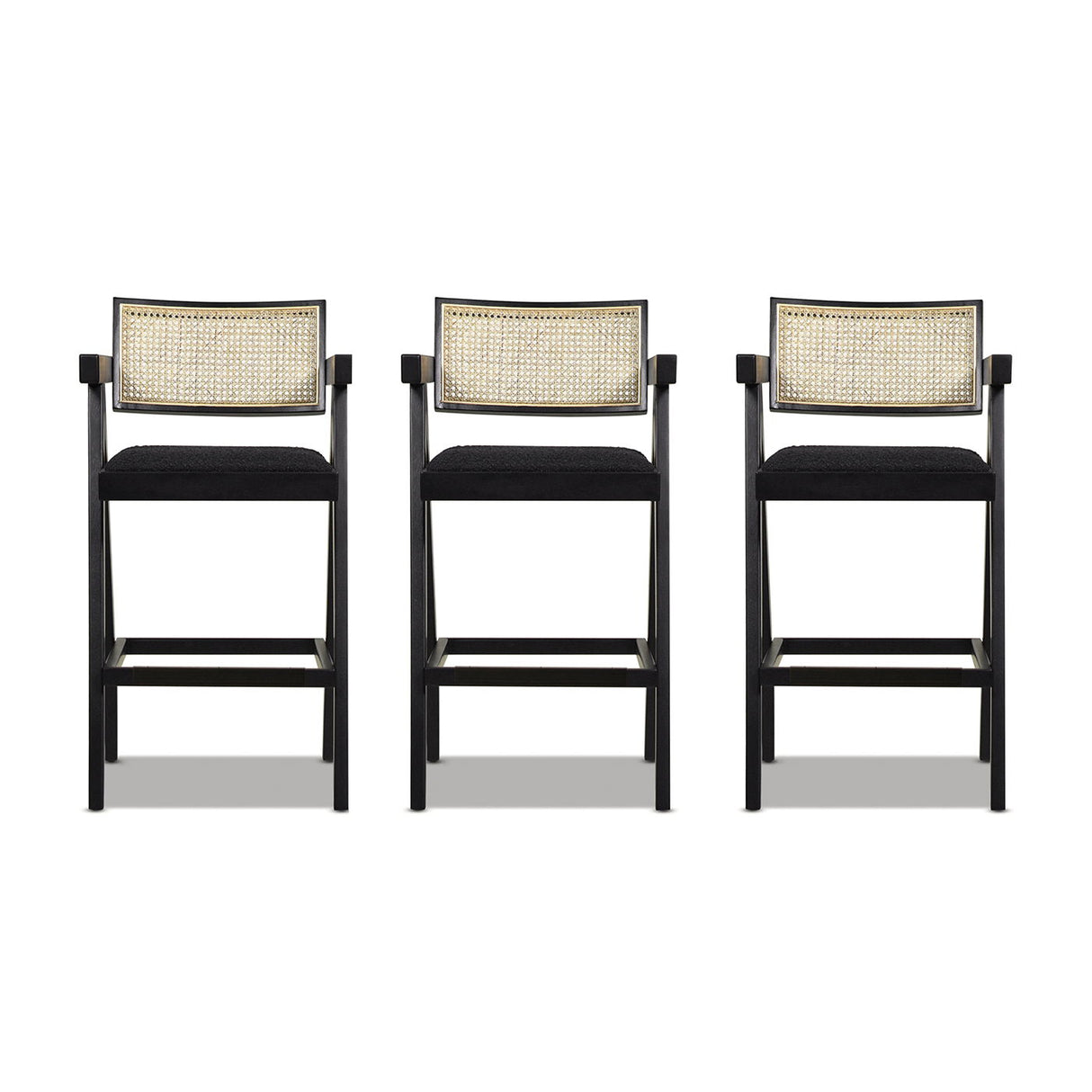Milan - Modern Webbing Back Stool With Arms (Set of 3) by Couch.com