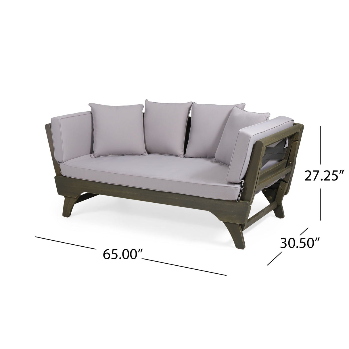 Outdoor Acacia Wood Expandable Daybed With Cushions