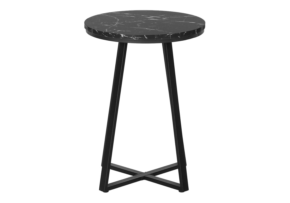 Accent Table, Side, Round Marble Look Contemporary & Modern - Black by Couch.com