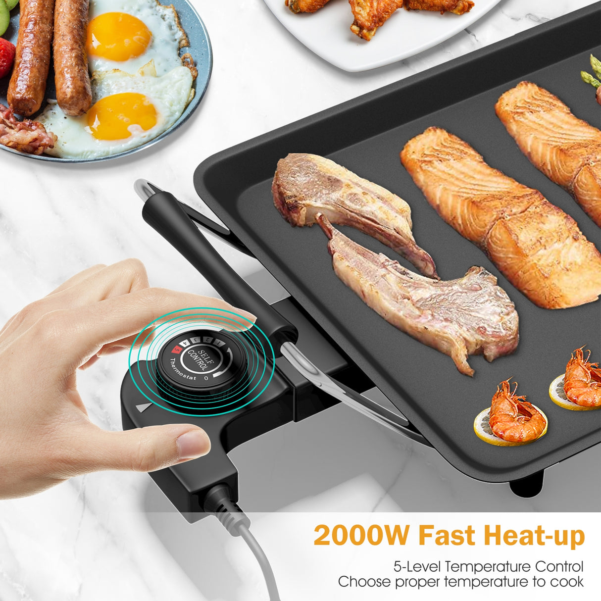 35 Inch Costway Electric Griddle Teppanyaki Grill with Adjustable Temperature