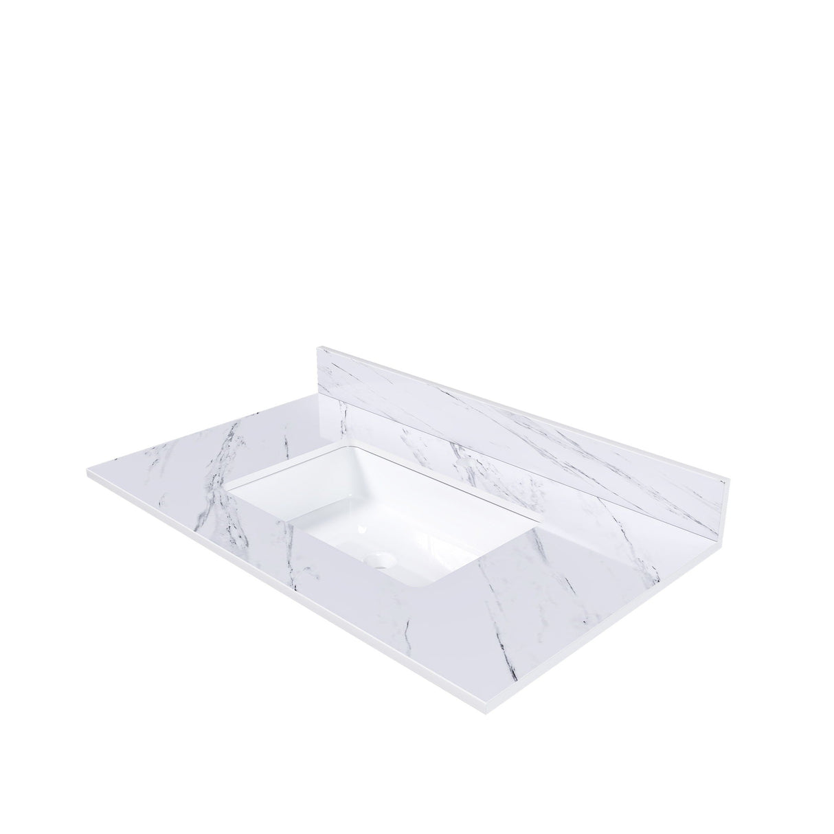 Bianco Carrara Venato Marble Vanity Top With Pre Drilled Faucet Hole And Undermount Sink by Couch.com