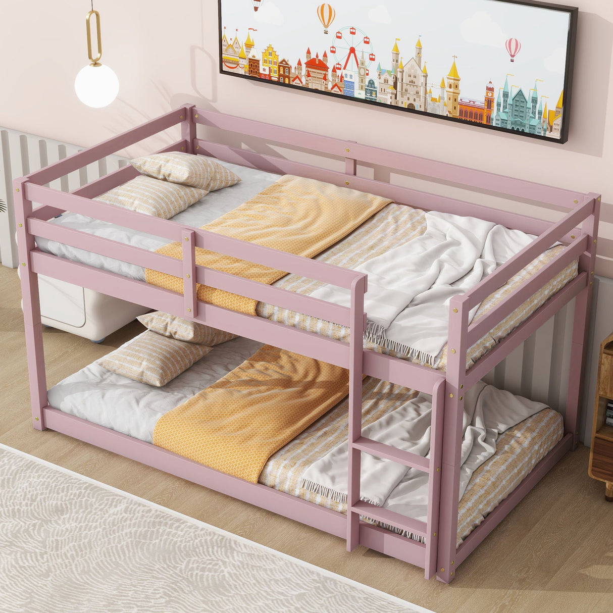 Twin Over Twin Floor Bunk Bed by Couch.com