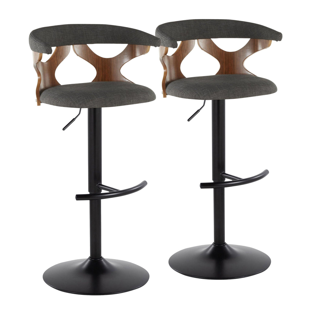 Gardenia - Contemporary Adjustable Barstool, Swivel With Rounded T Footrest (Set of 2) by Couch.com