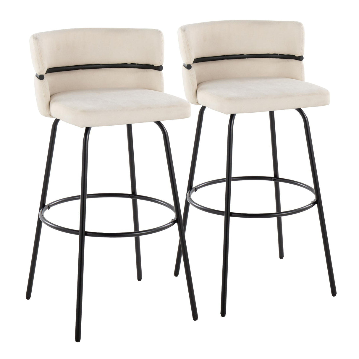 Cinch - Glam / Art Deco Fixed Height Barstool With Swivel & Round Footrest (Set of 2) by Couch.com