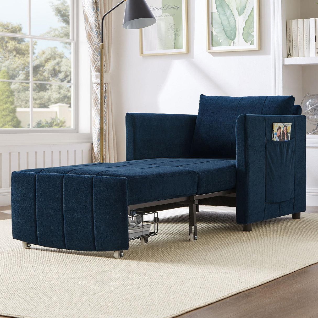 Upholstered Convertible Sleeper Sofa With 5 Position Backrest, Side Pockets, Storage by Couch.com