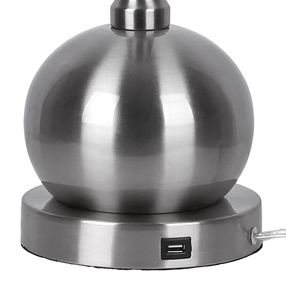 Jules - Contemporary Table Lamp Built In USB Port (Set of 2) - Nickel / White by Couch.com