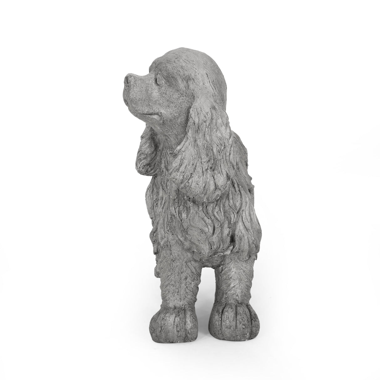 Charming Cocker Spaniel Dog Statue Bench Gray Magnesium Oxide