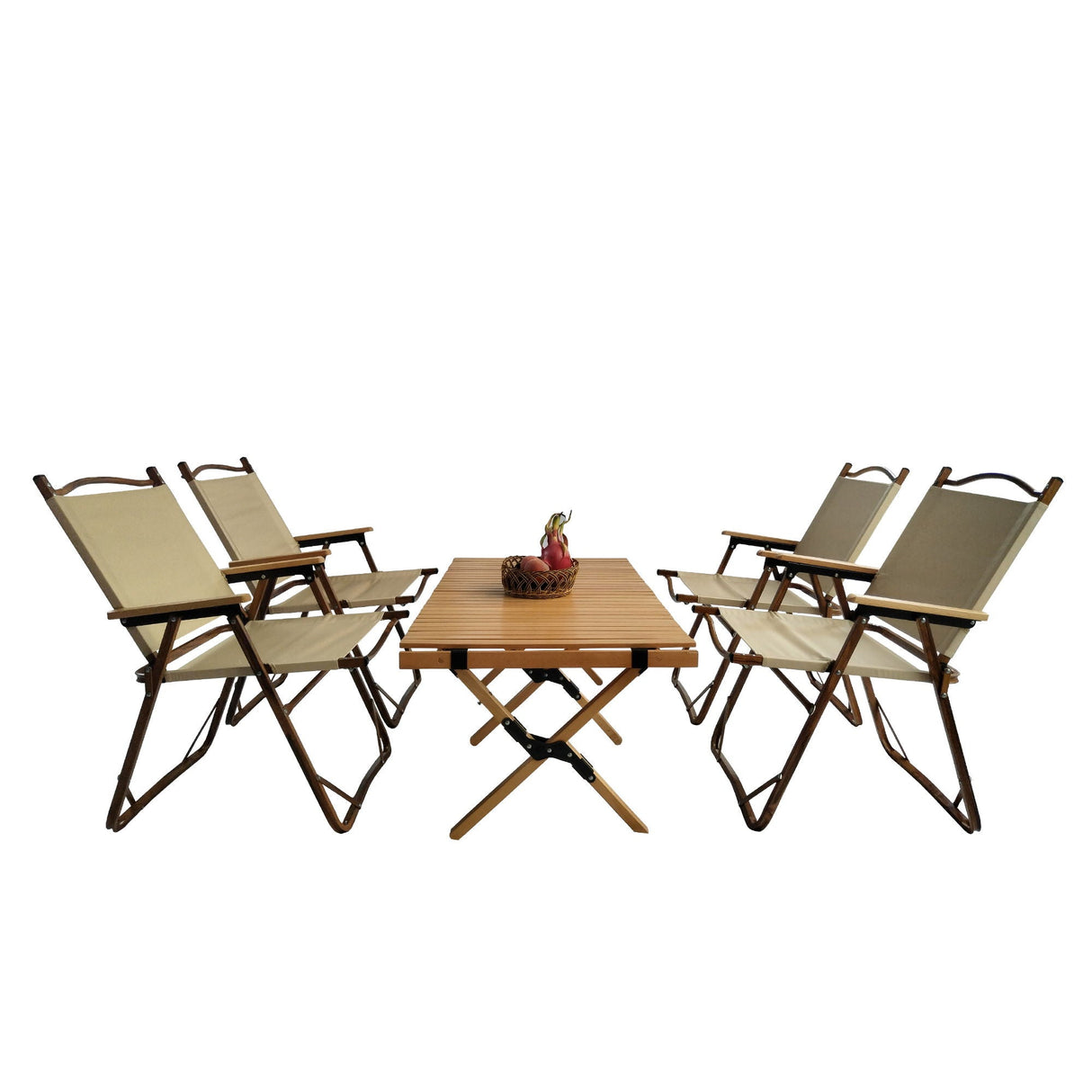 5 Pieces Dining Set, Multi-Function Foldable And Portable, 1 Dining Table & 4 Folding Chairs, Indoor And Outdoor Universal - Natural by Couch.com