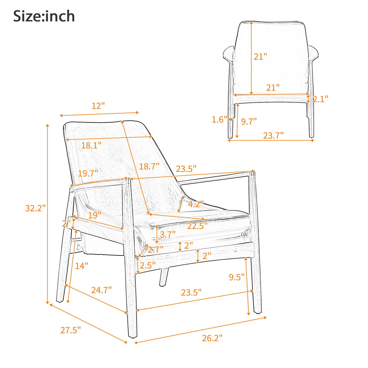 Mid-Century Modern Accent Armchair With High Back by Couch.com