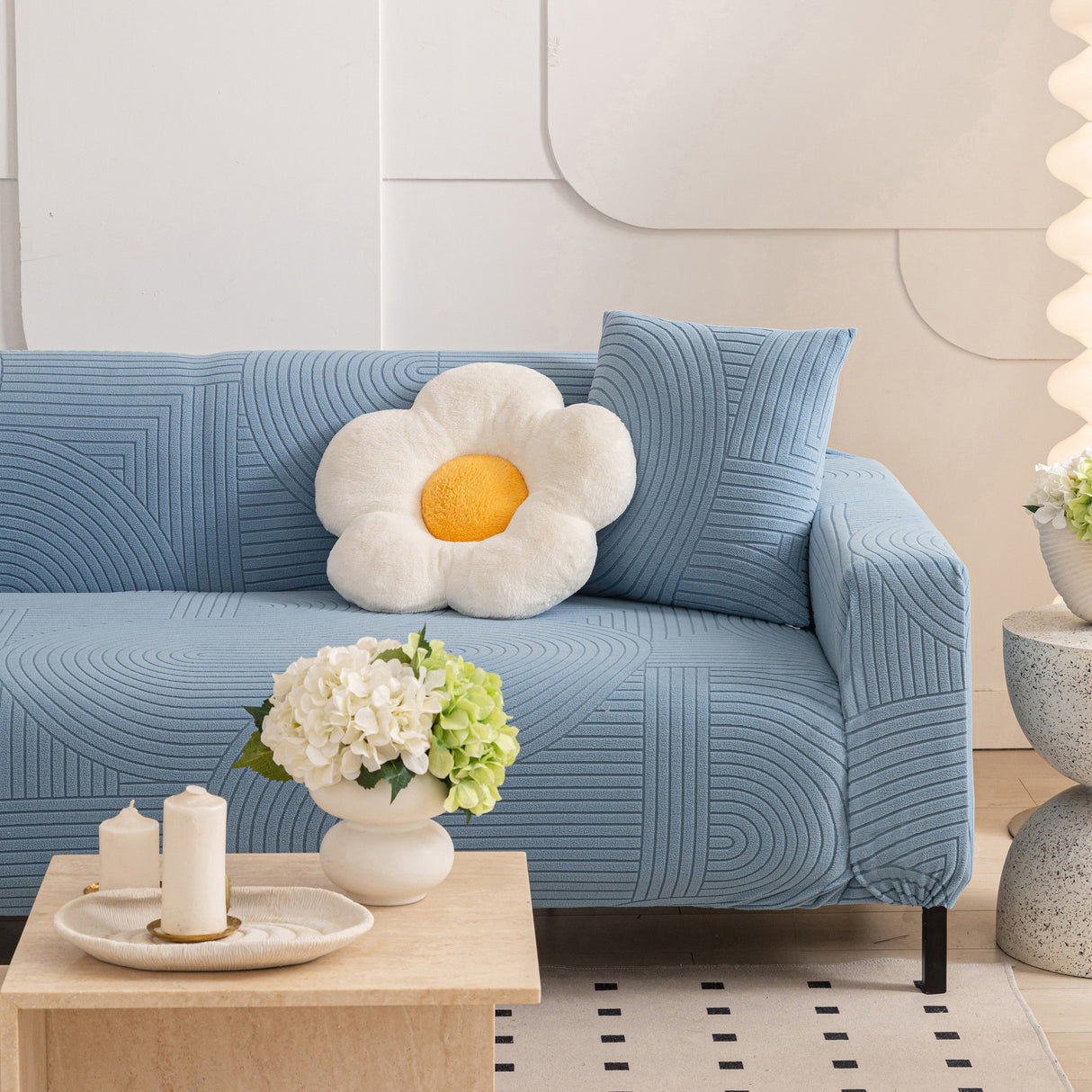 Fleece Stretch Sofa Slipcover Washable Soft Spandex Couch Cover Furniture Protector