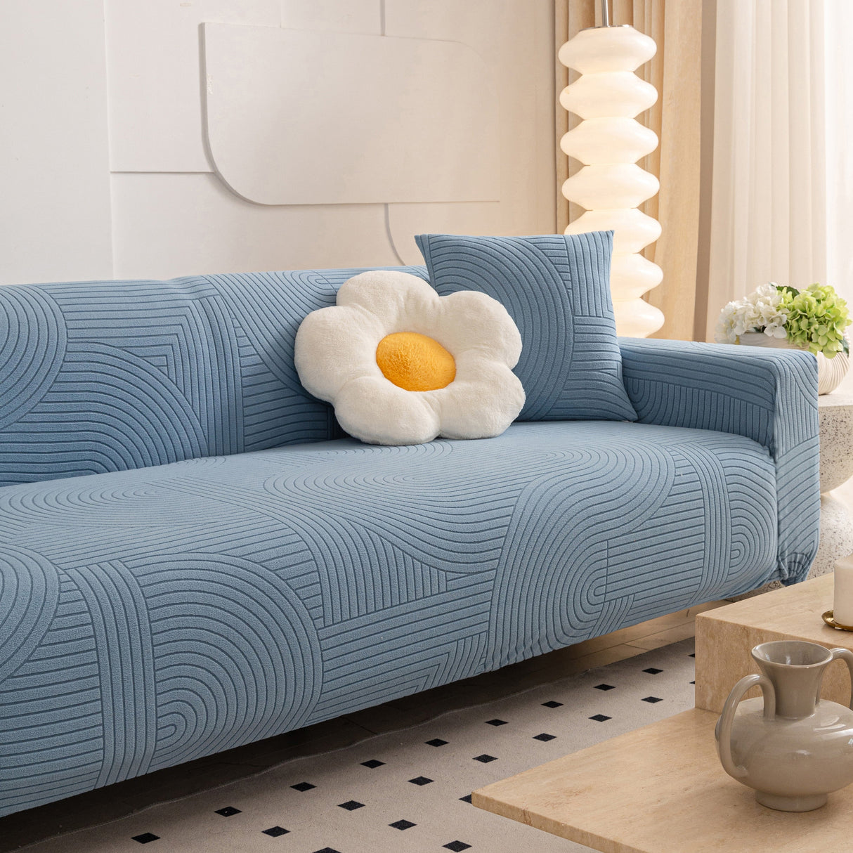 Fleece Stretch Sofa Slipcover Washable Soft Spandex Couch Cover Furniture Protector