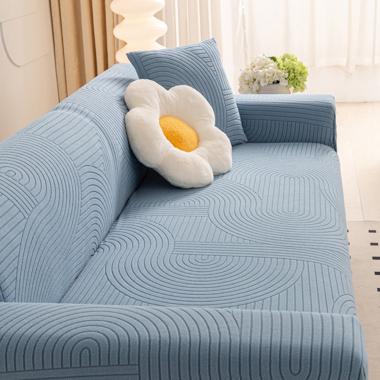 Fleece Stretch Sofa Slipcover Washable Soft Spandex Couch Cover Furniture Protector