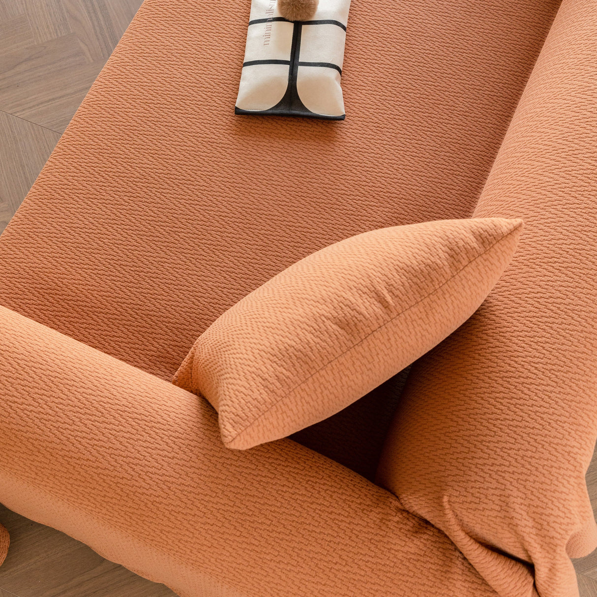 Herringbone Textured Sofa Throw Blanket, Durable Pet Friendly Modern Couch Slipcover