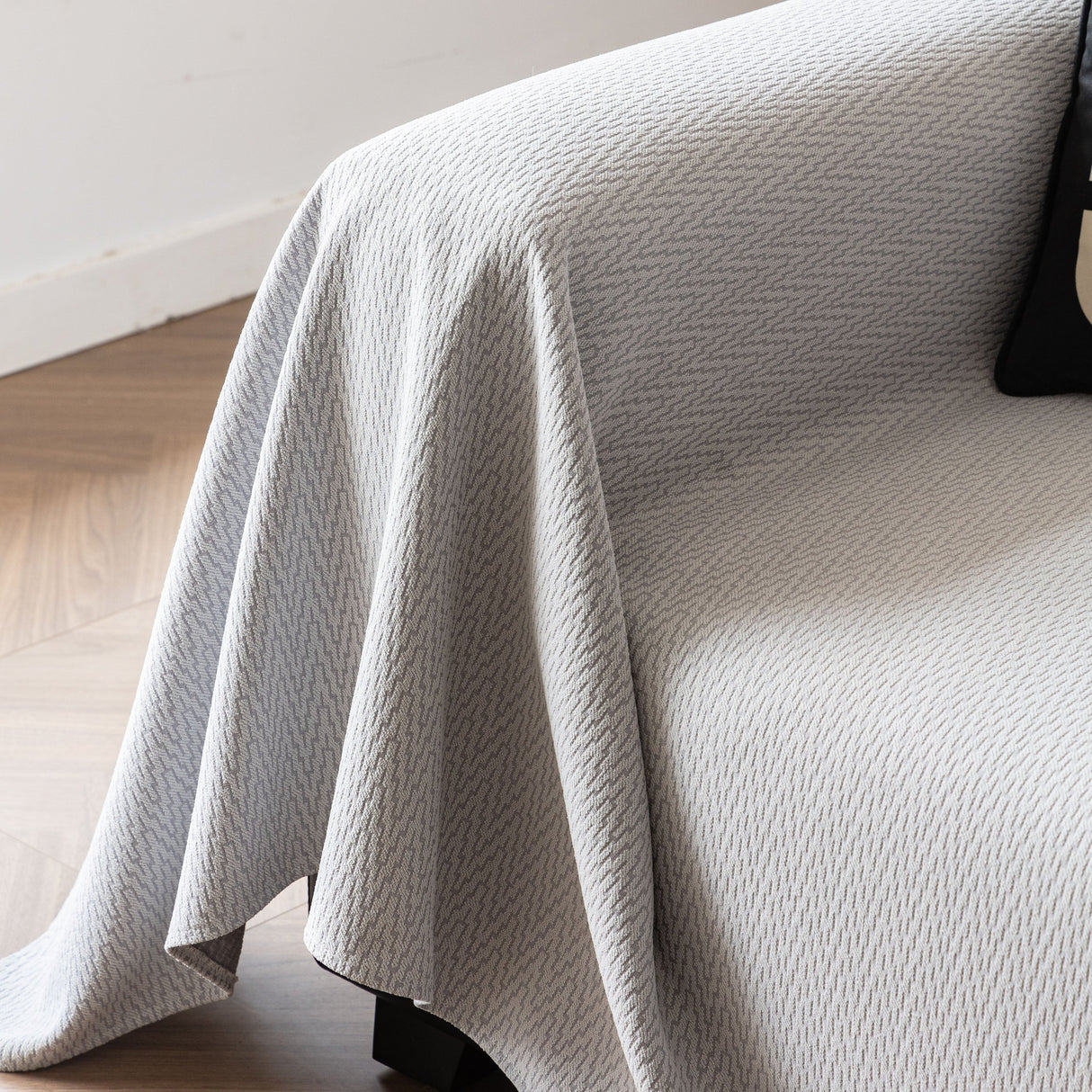 Herringbone Textured Sofa Throw Blanket, Durable Pet Friendly Modern Couch Slipcover