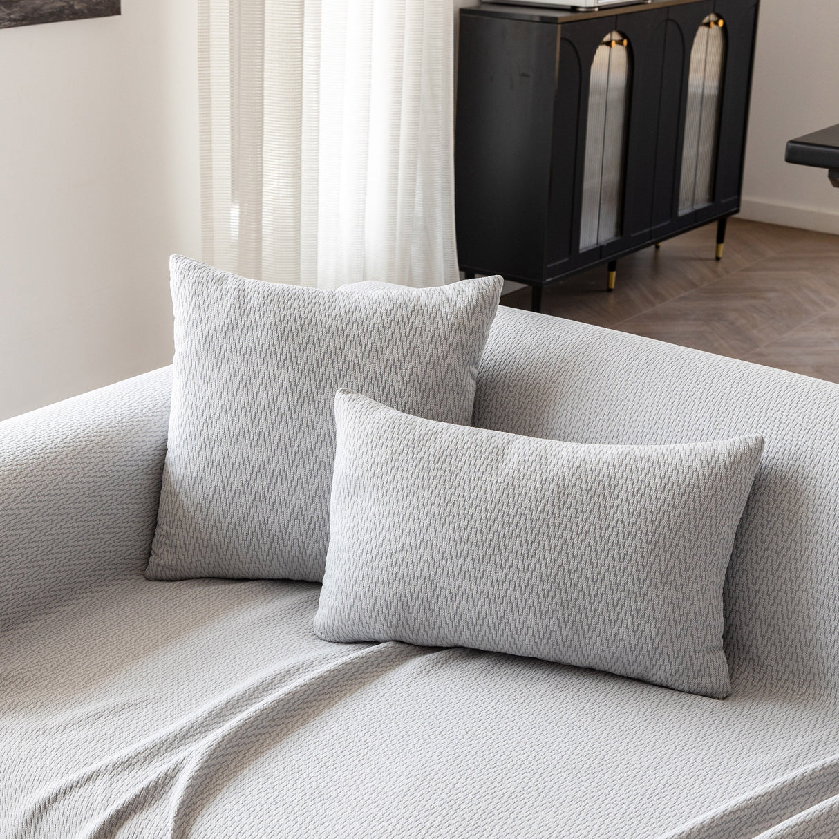 Herringbone Textured Sofa Throw Blanket, Durable Pet Friendly Modern Couch Slipcover