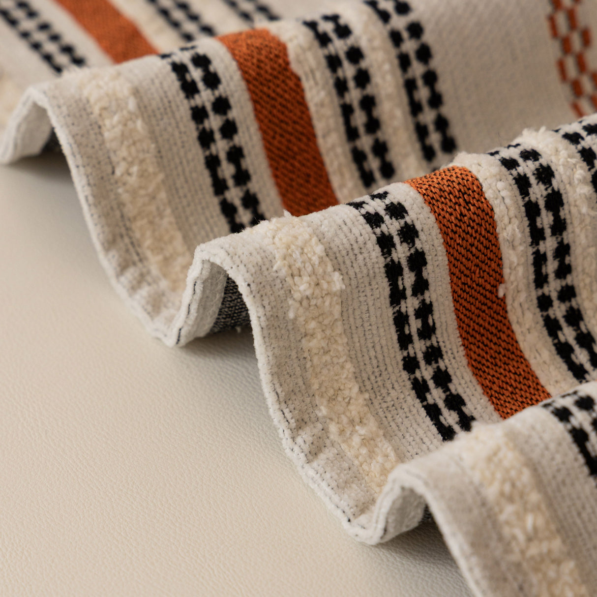 Boho Striped Couch Cover with Sheer Ruffle Skirt, Decorative Couch Throw Blanket