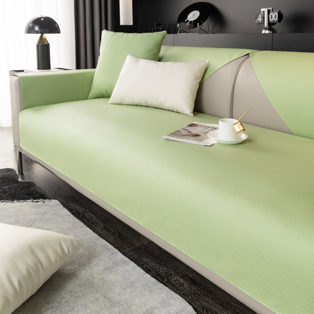 Waterproof Faux Leather Slipcover with Non-Slip Backing for Sofa, Pet Couch Protector for Living Room