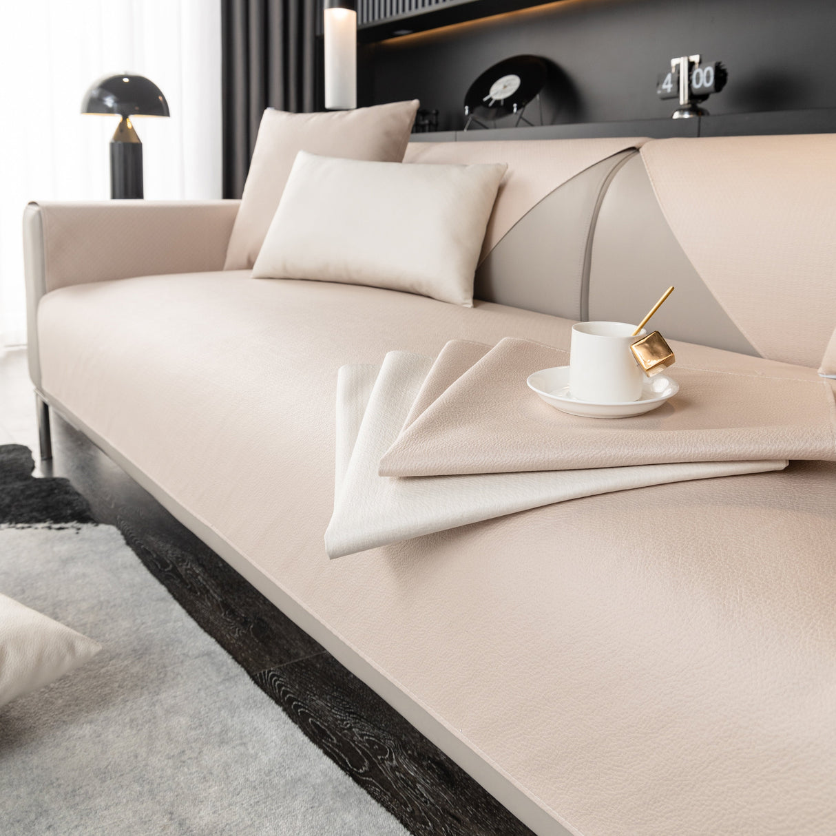 Waterproof Faux Leather Slipcover with Non-Slip Backing for Sofa, Pet Couch Protector for Living Room