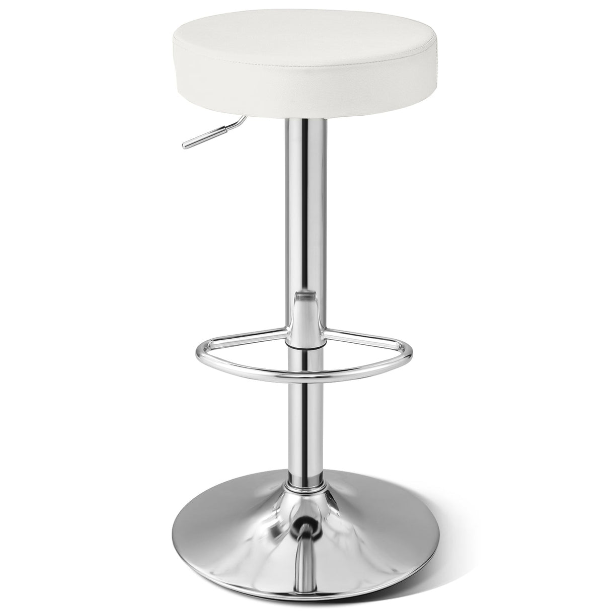 1 PC Round Bar Stool Adjustable Swivel Pub Chair-White by DirectDeals