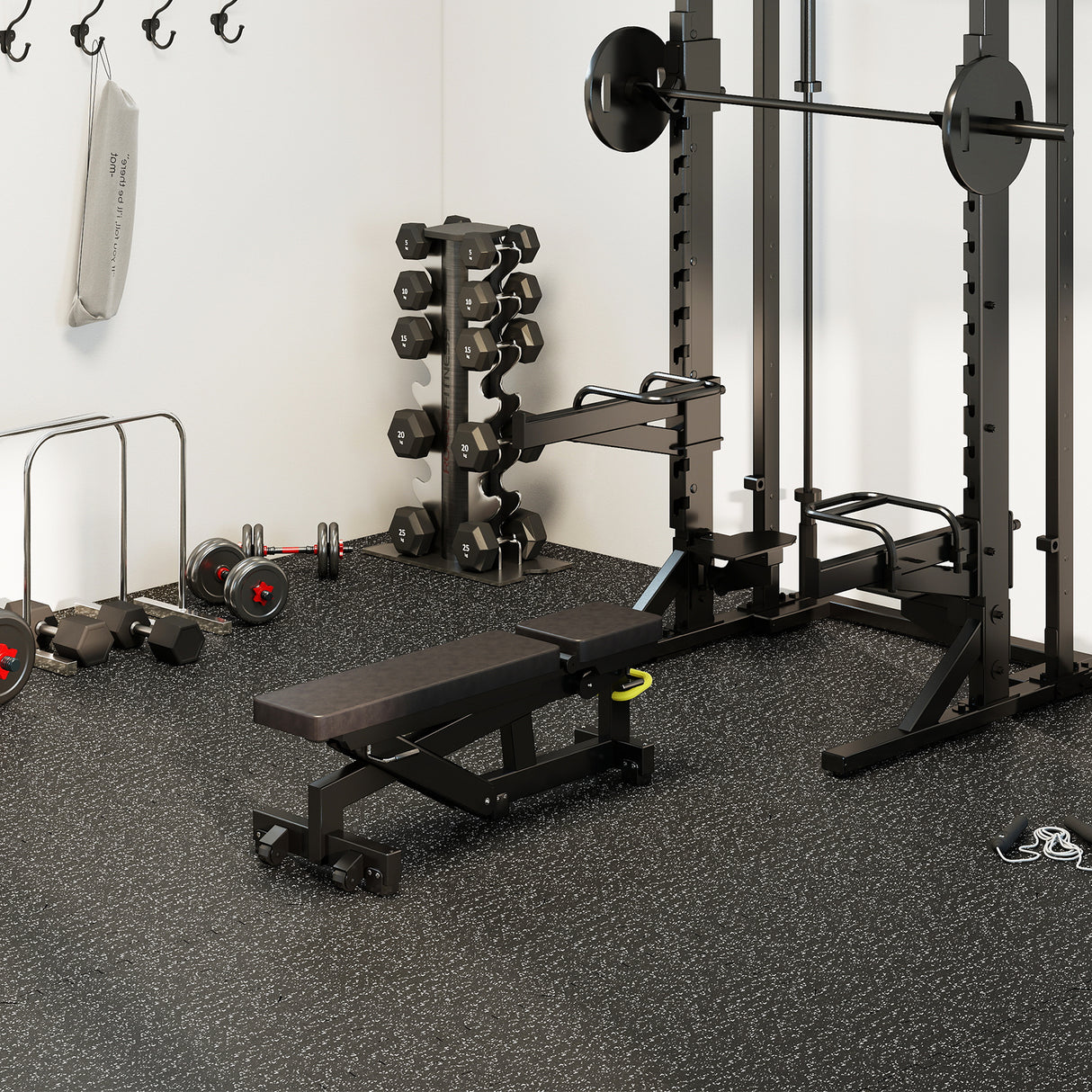 0.79 inch Thick Rubber Top Exercise Mat 48 Sq Ft with Boarders