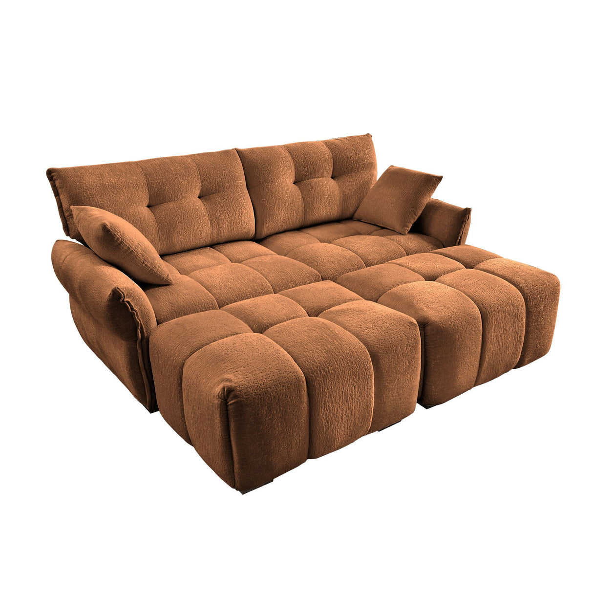 Elegant Sofa Set With Ottoman And Pillows, Textured Chenille, High Resilience Cushions by Couch.com
