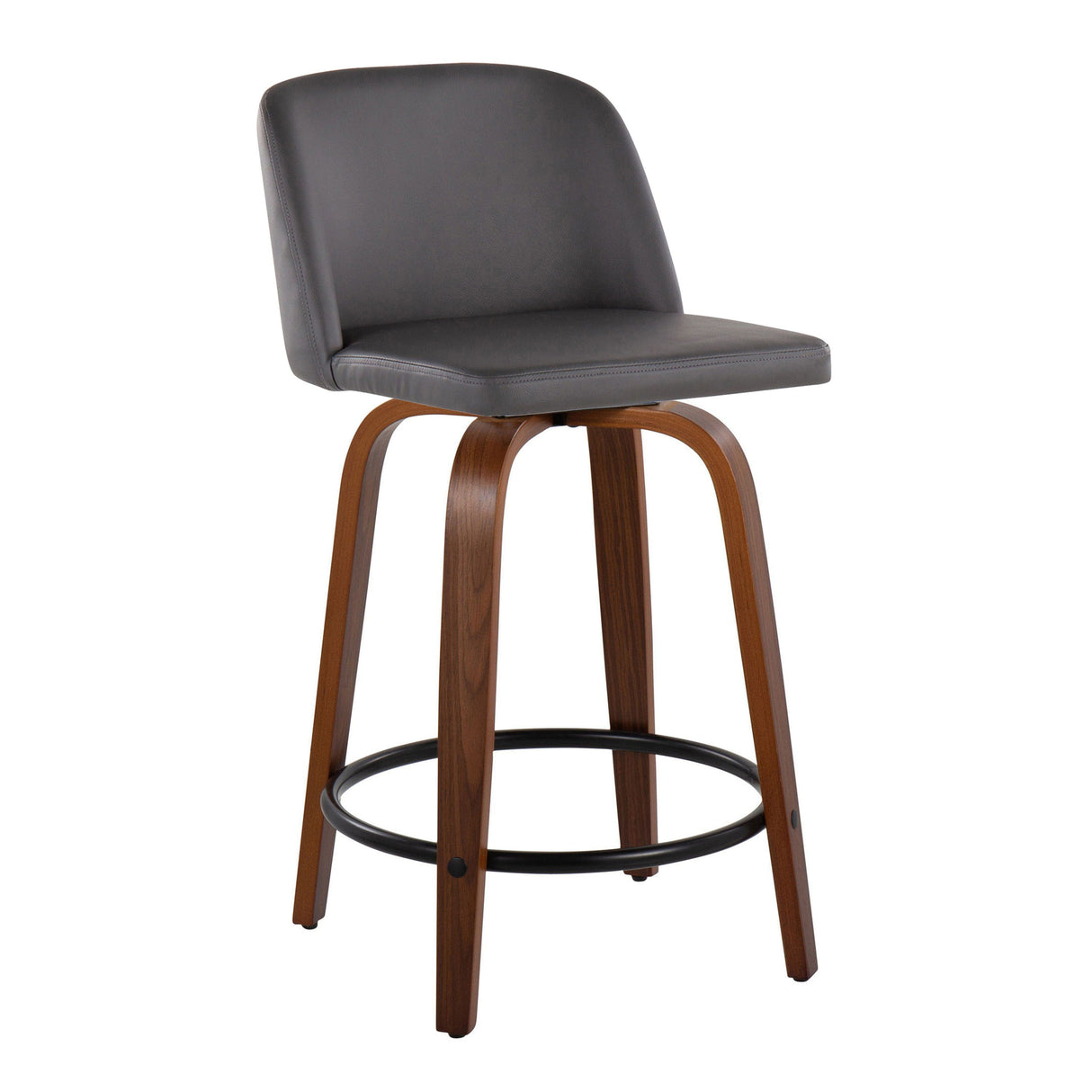 Toriano - Mid Century Modern, Fixed Height Counter Stool & Swivel And Round Footrest (Set of 2) by Couch.com