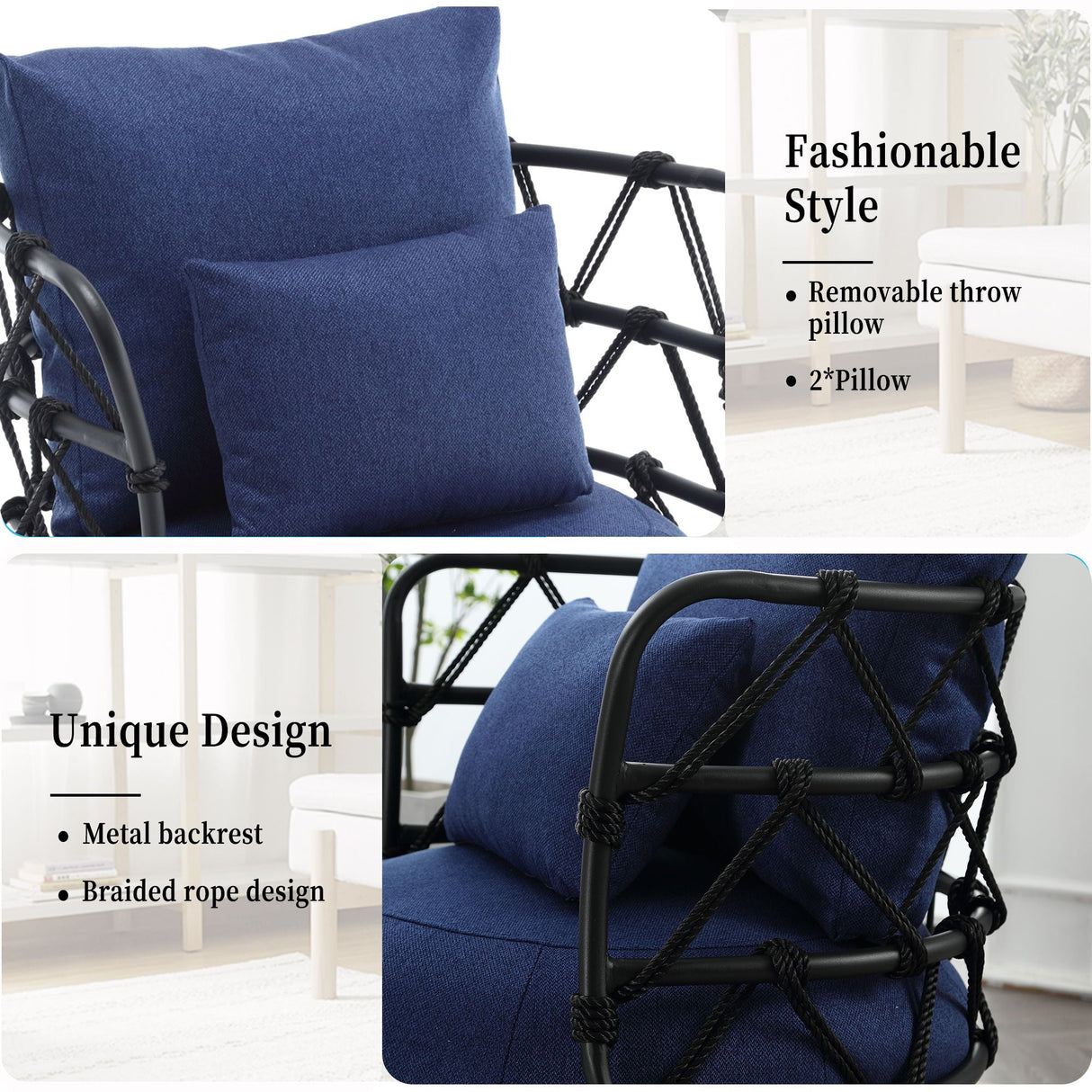 Coolmore - Upholstered Tufted Living Room Chair, Accent Chair With Metal Stand by Couch.com