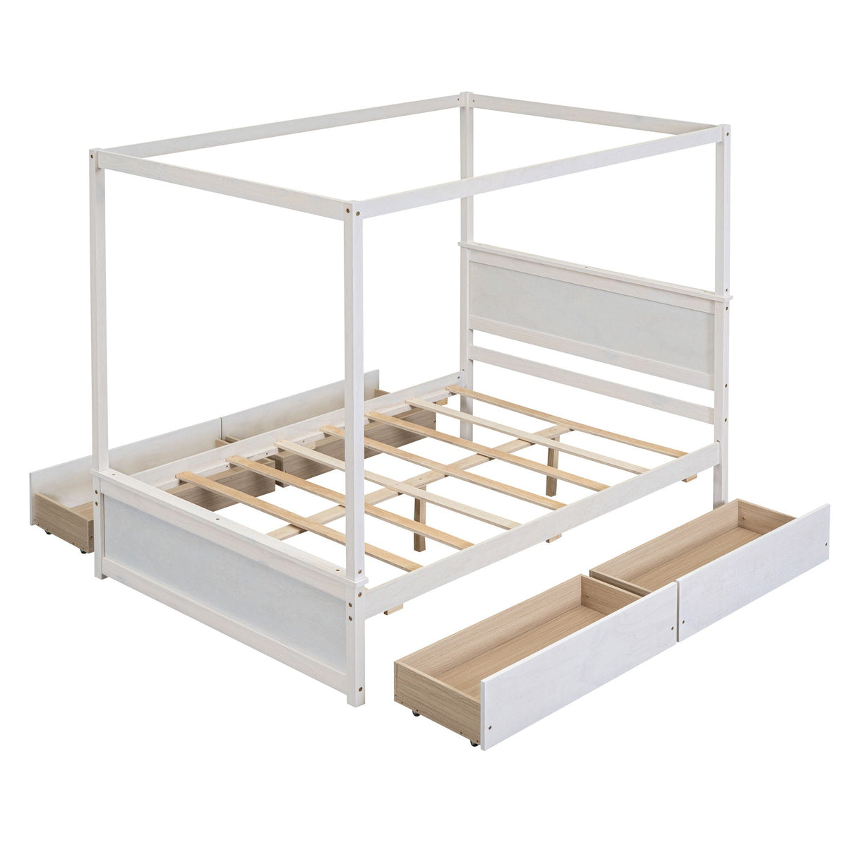 Canopy Platform Bed With Drawers, Support Slats, No Box Spring Needed by Couch.com