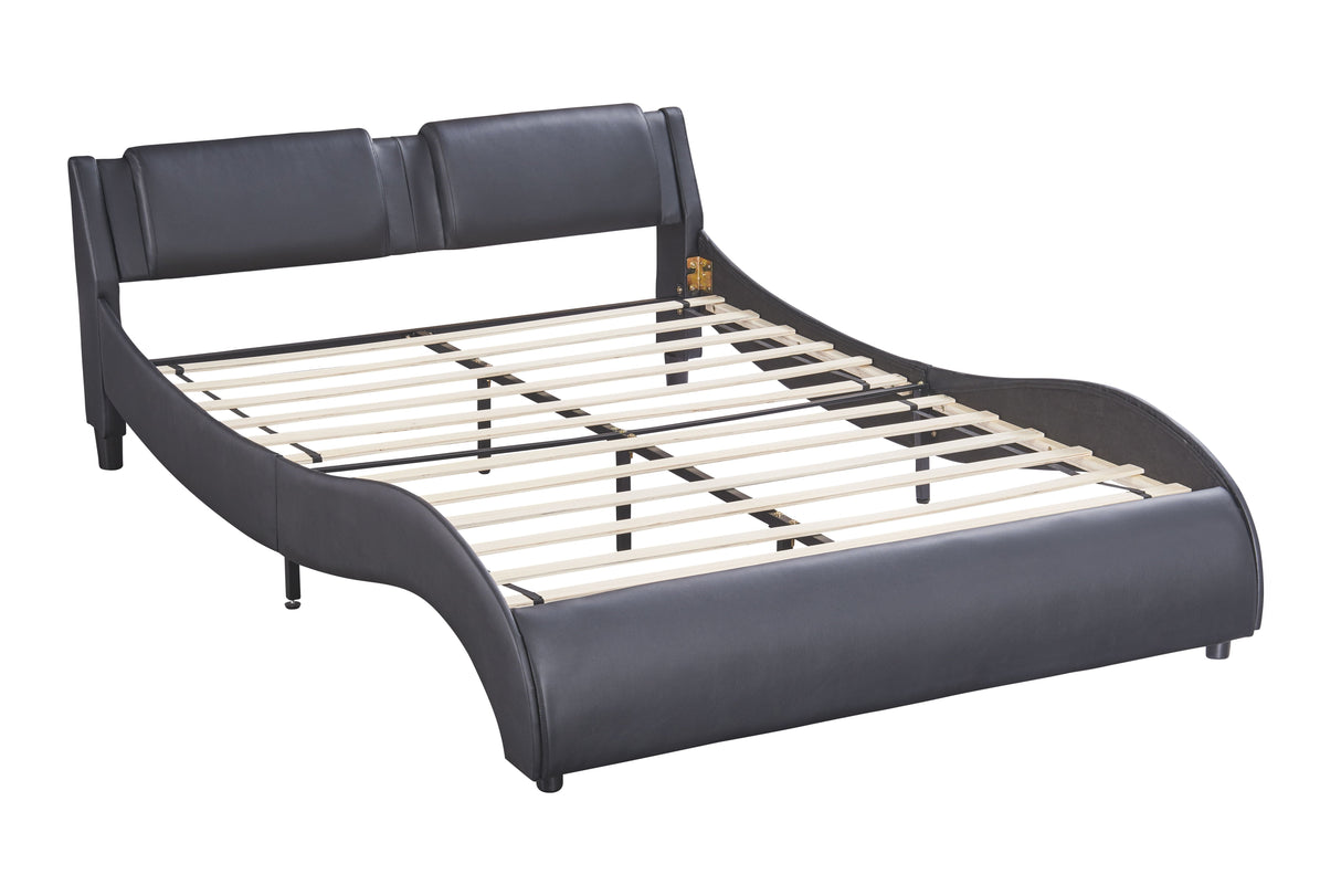 Upholstered Platform Bed With LED Light, Frame Slatted by Couch.com