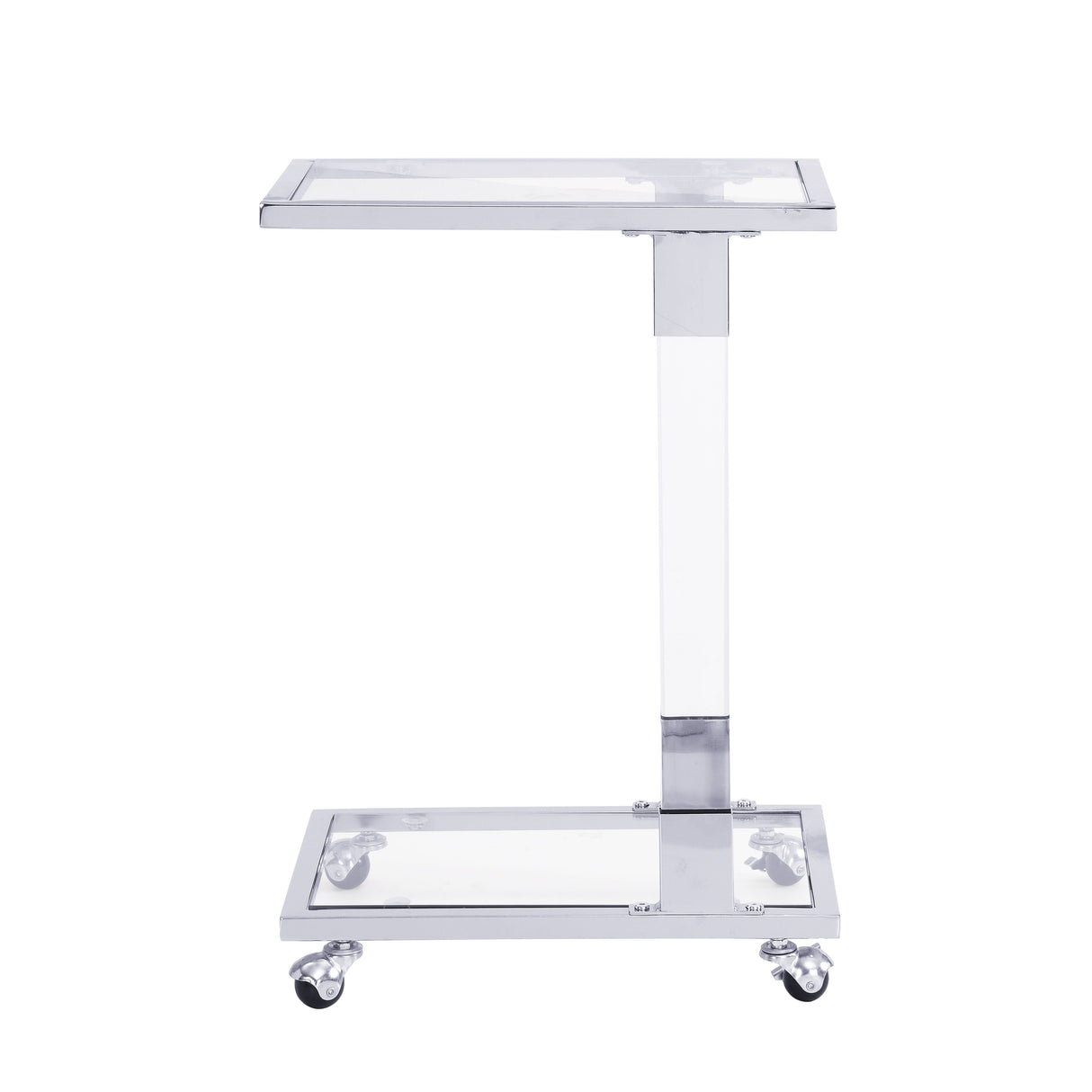 Side Table, Sofa Table, Glass Top C Shape Square Table With Metal Base For Living Room, Bedroom, Balcony Home And Office by Couch.com